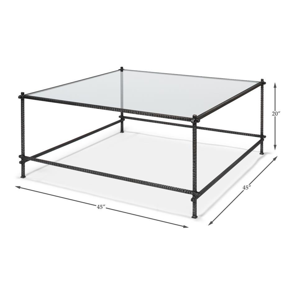 Square Industrial Coffee Table For Sale 6