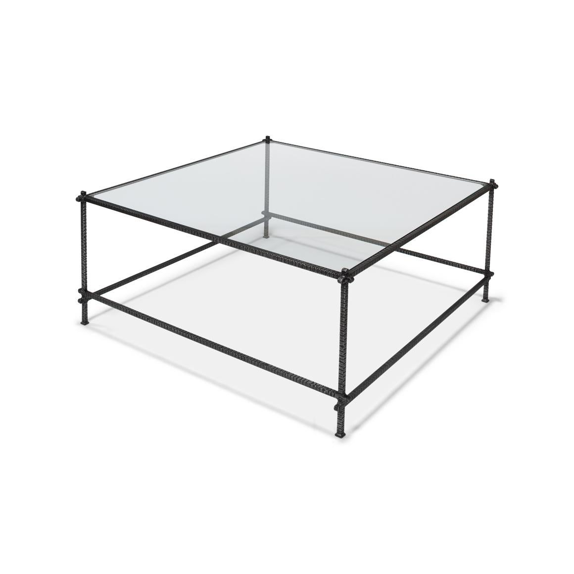 Square Industrial Coffee Table In New Condition For Sale In Westwood, NJ