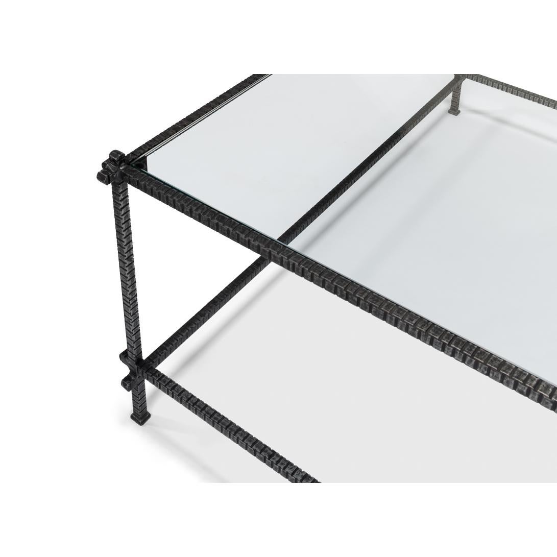 Contemporary Square Industrial Coffee Table For Sale