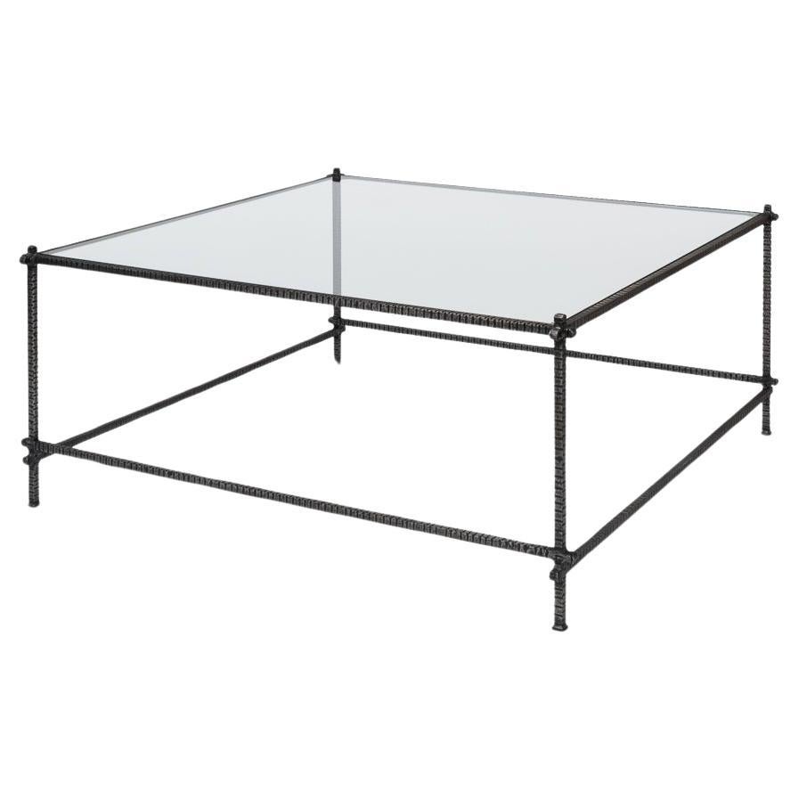 Square Industrial Coffee Table For Sale