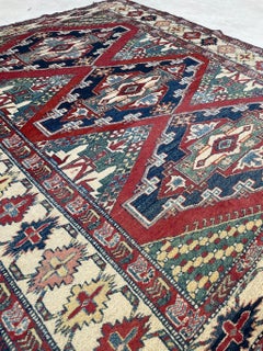 Square-ish Vintage Tribal Kazak Medallions Rug, c. 1960-70's