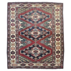 Square-ish Vintage Tribal Kazak Medallions Rug, c. 1960-70's