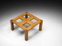 Square Italian Dining Table in Oak and Glass