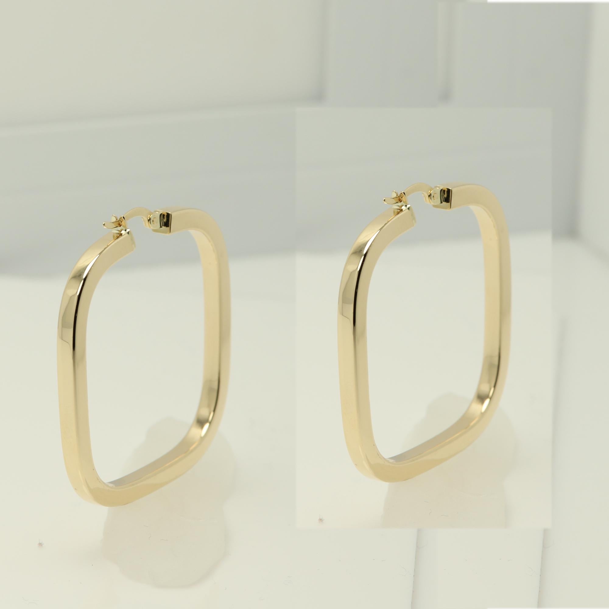 14k gold square hoop earrings
