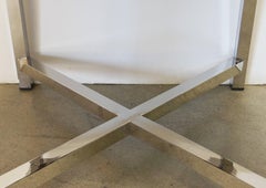 Square Italian Leather and Chrome Tray Table