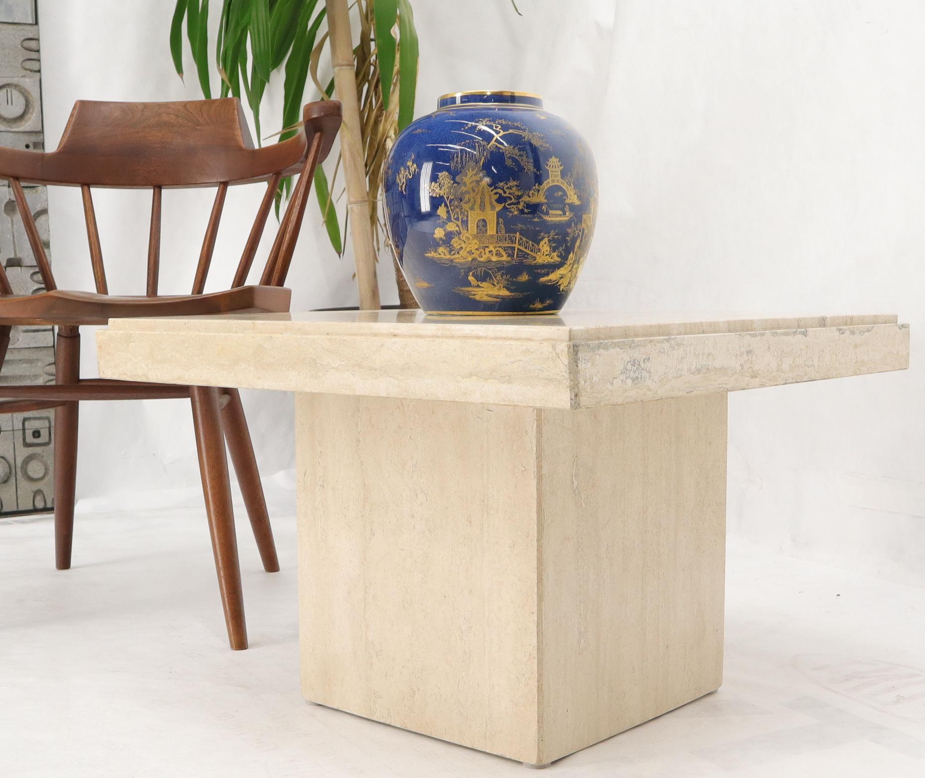 20th Century Square Italian Mid-Century Modern Travertine Side Table For Sale