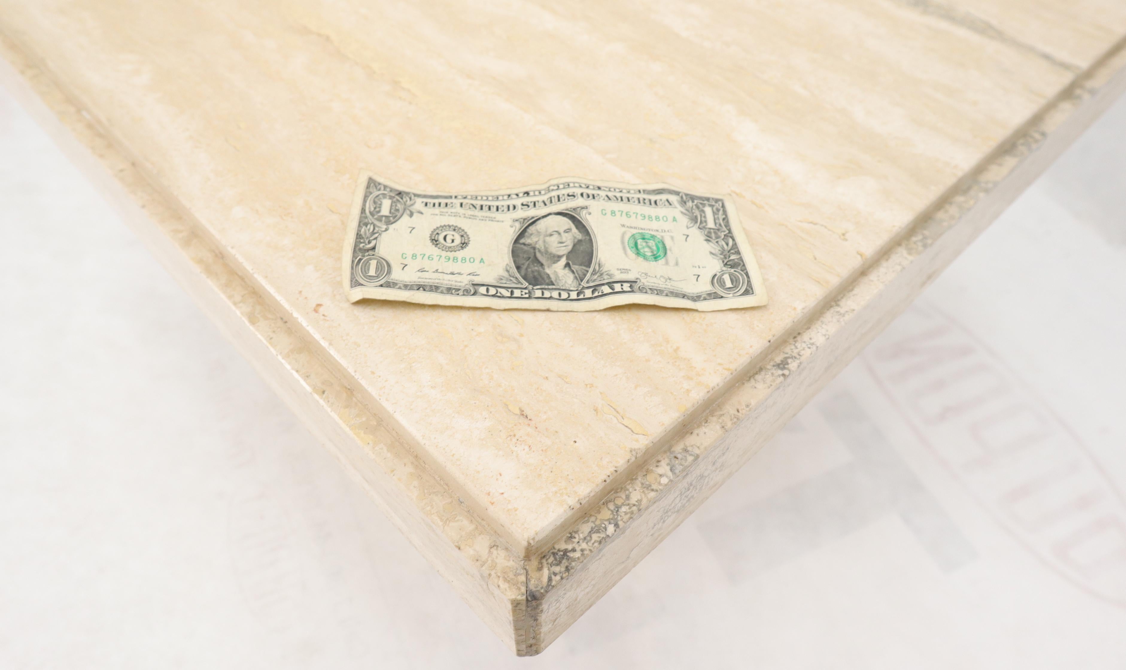 Square Italian Mid-Century Modern Travertine Side Table For Sale 2