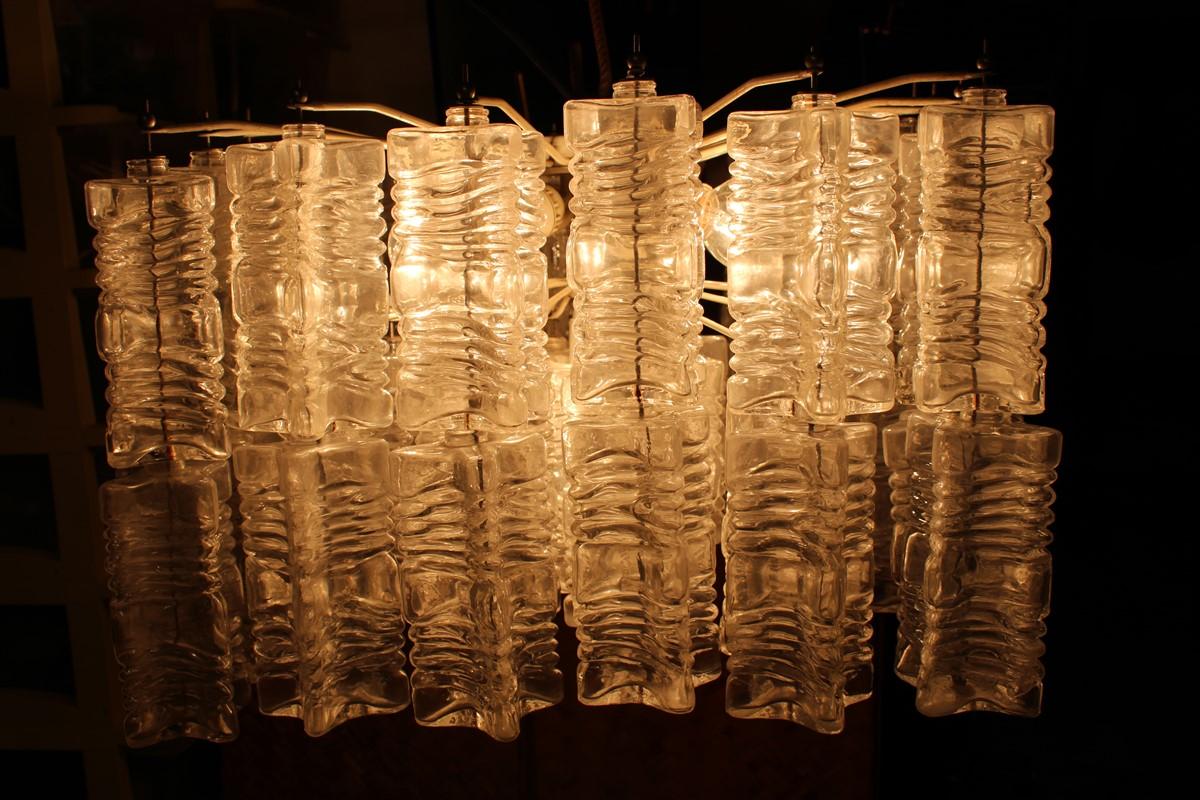 Square Italian Mod-century Venini Chandelier 1960 Minimal Modern Design For Sale 13