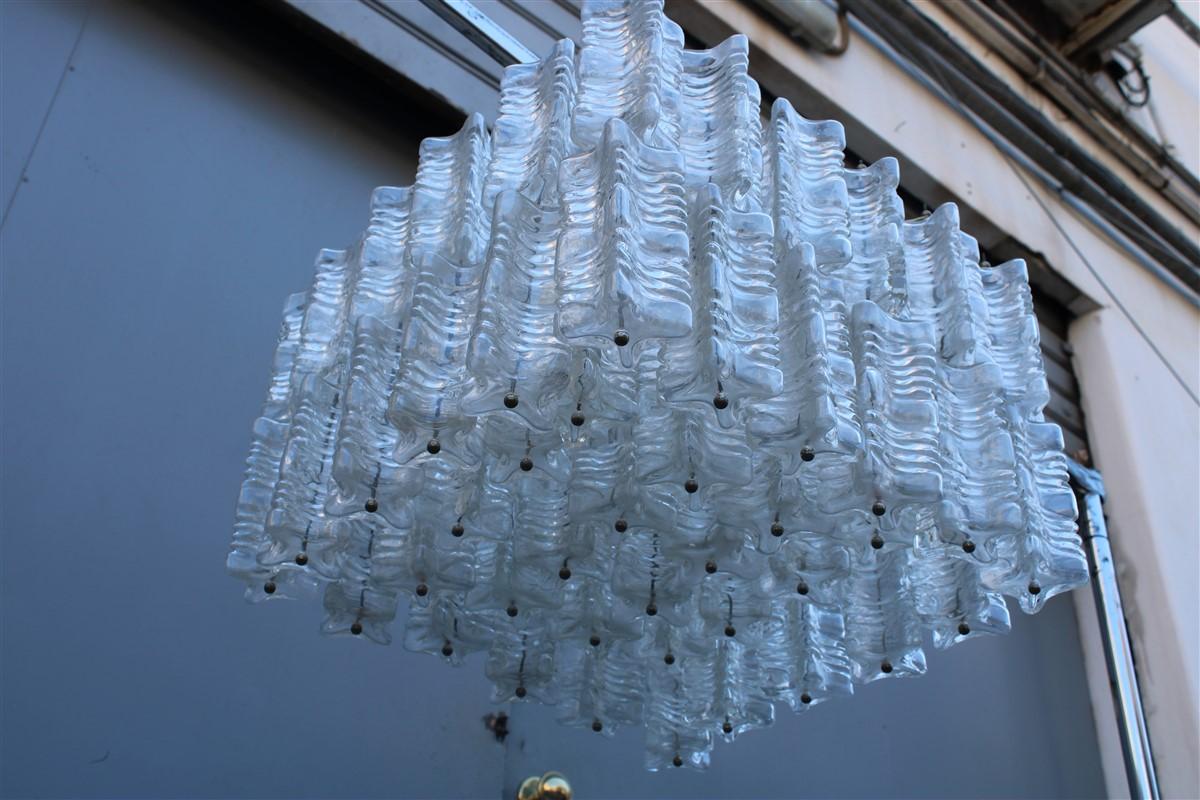 Mid-Century Modern Square Italian Mod-century Venini Chandelier 1960 Minimal Modern Design For Sale