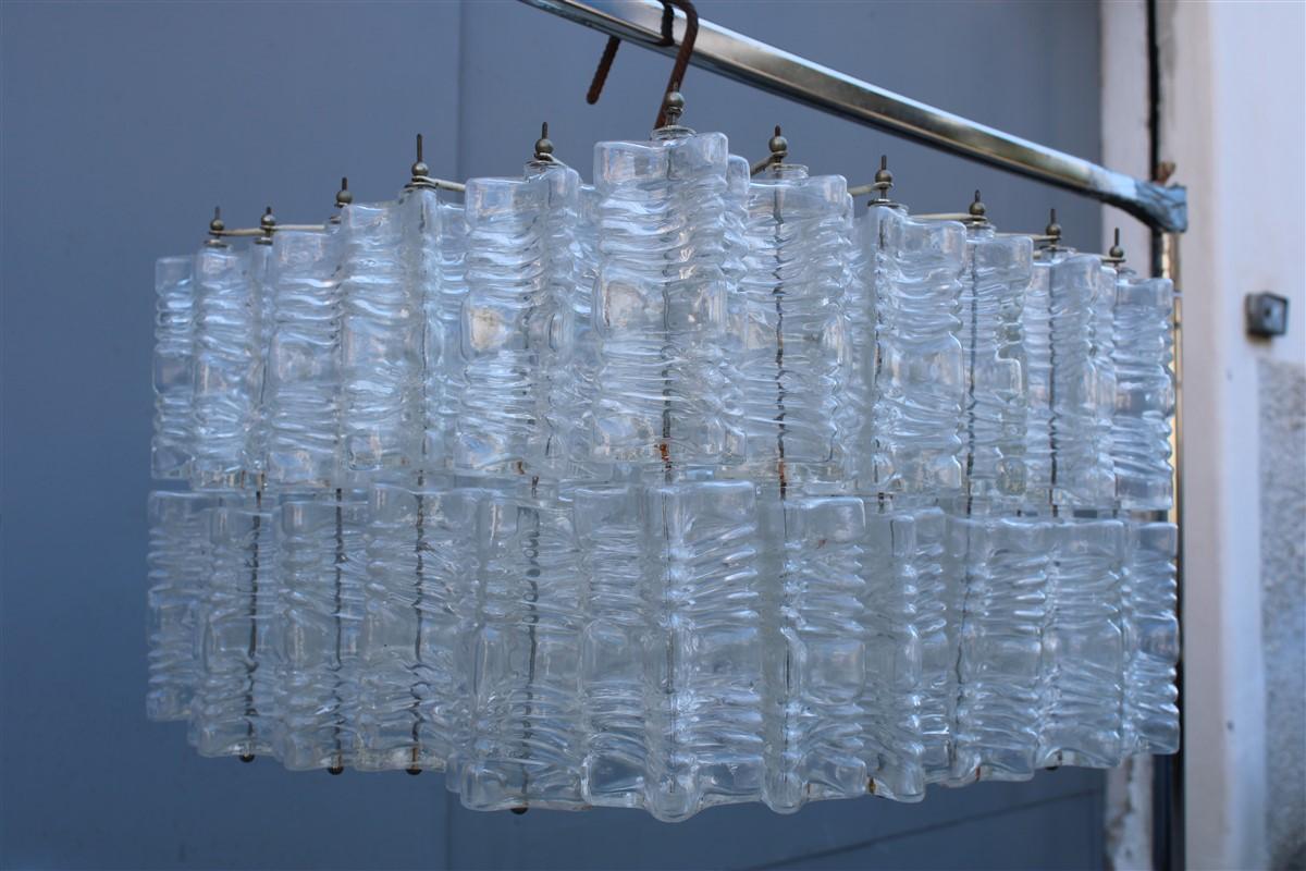 Square Italian Mod-century Venini Chandelier 1960 Minimal Modern Design For Sale 1