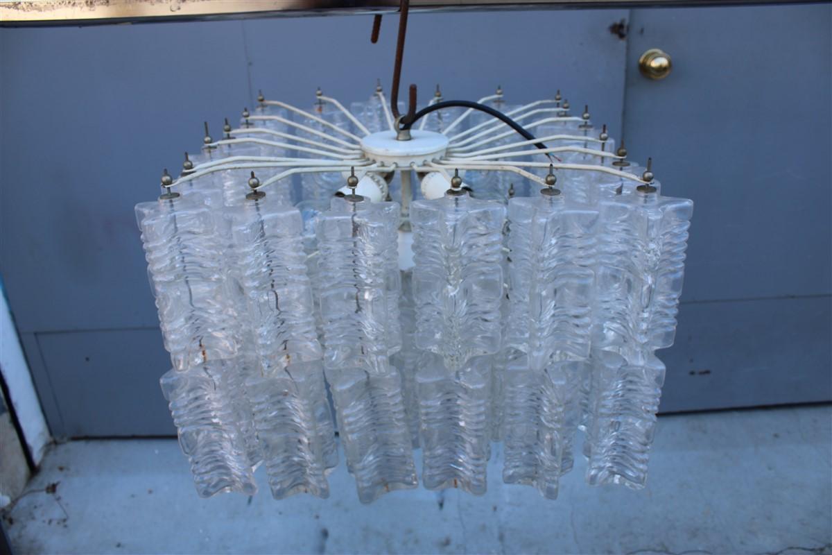 Square Italian Mod-century Venini Chandelier 1960 Minimal Modern Design For Sale 2