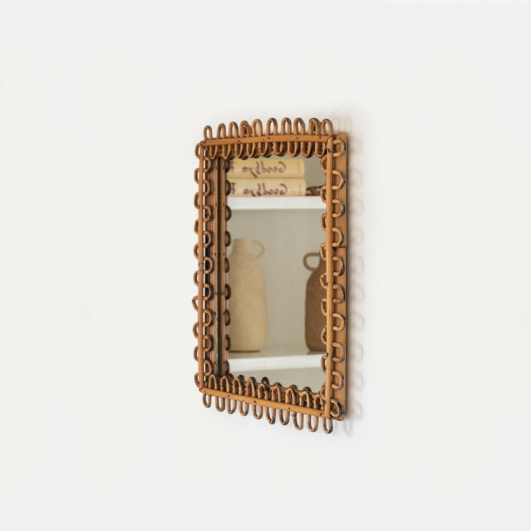 square rattan mirror