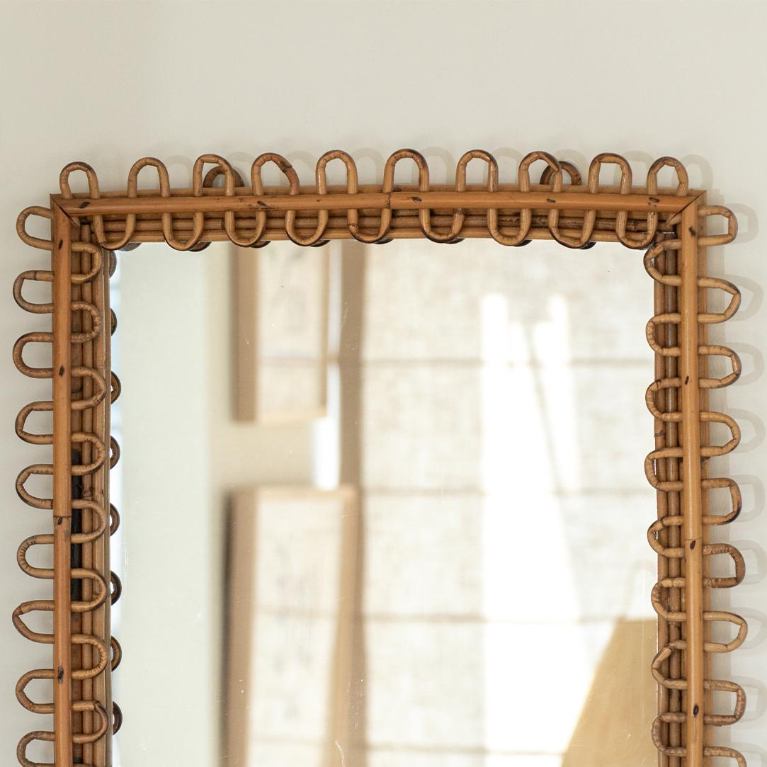 Square Italian Rattan Mirror In Good Condition In Los Angeles, CA