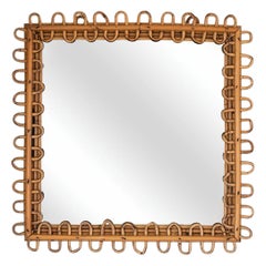Square Italian Rattan Mirror