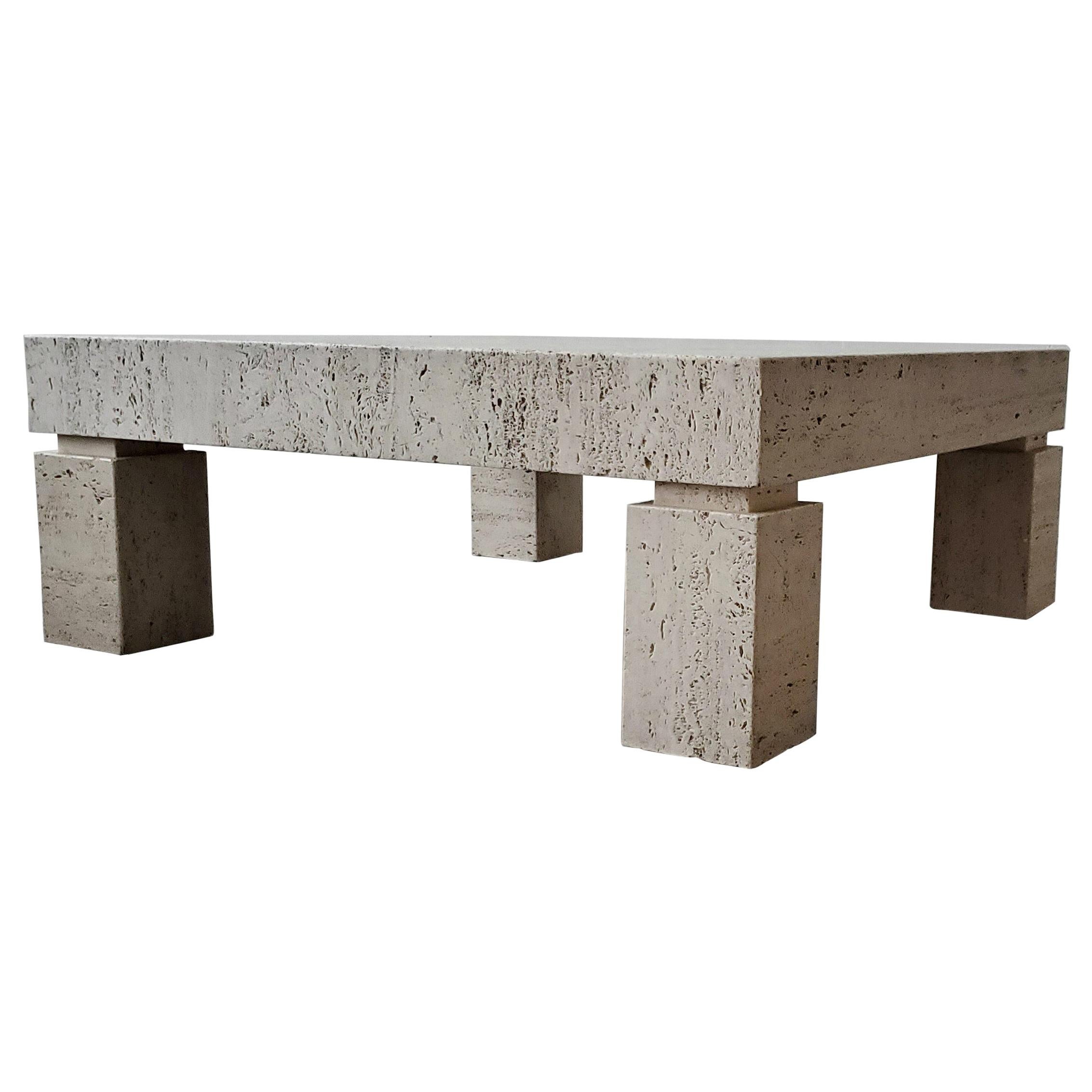 Square Italian Travertine Coffee Table at 1stDibs