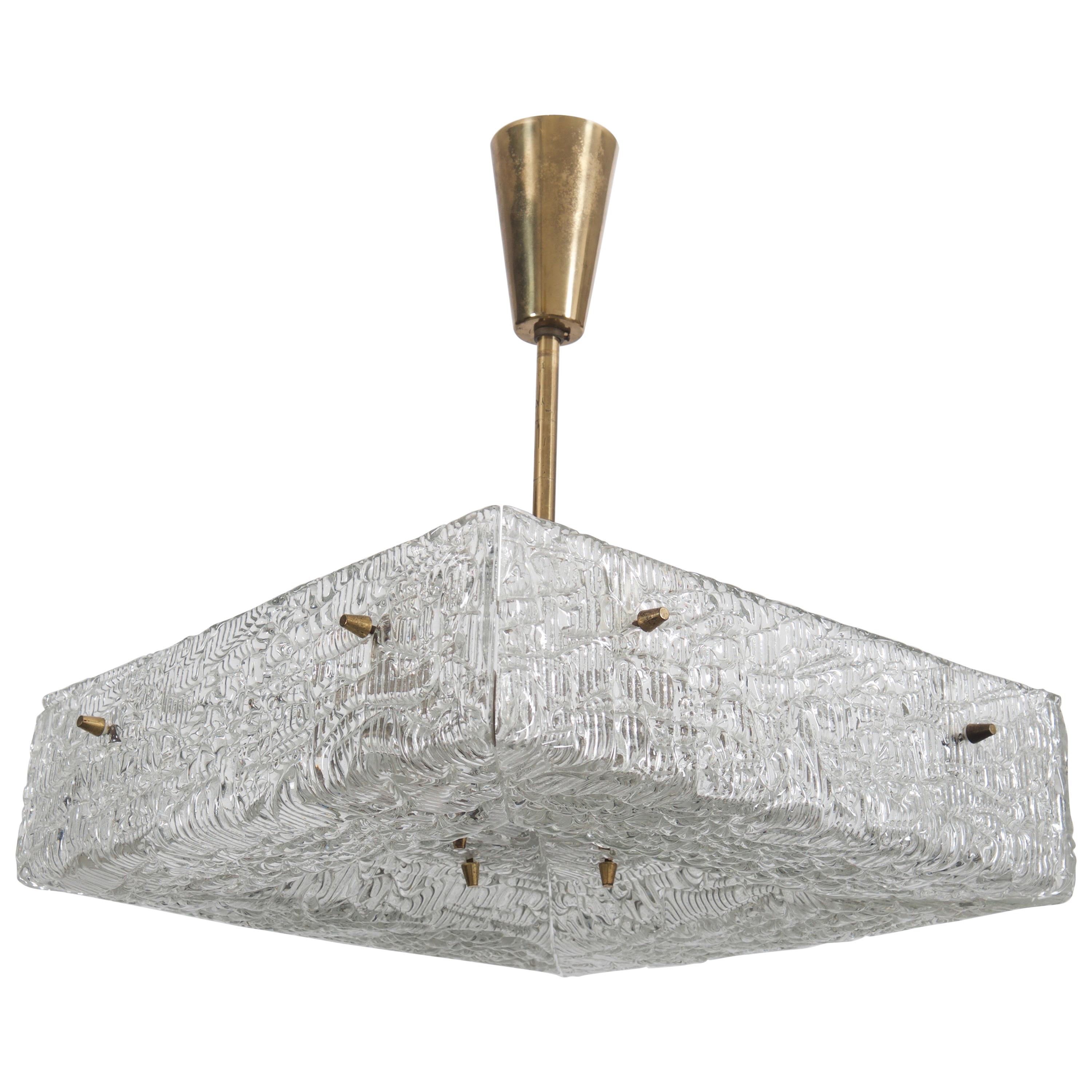 Square Kalmar Chandelier with Textured Glass