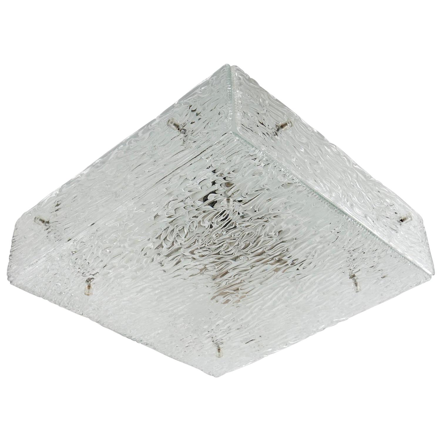 Applique quadrata Kalmar in vetro testurizzato 'Hippolyt', 1960, 1 di 2