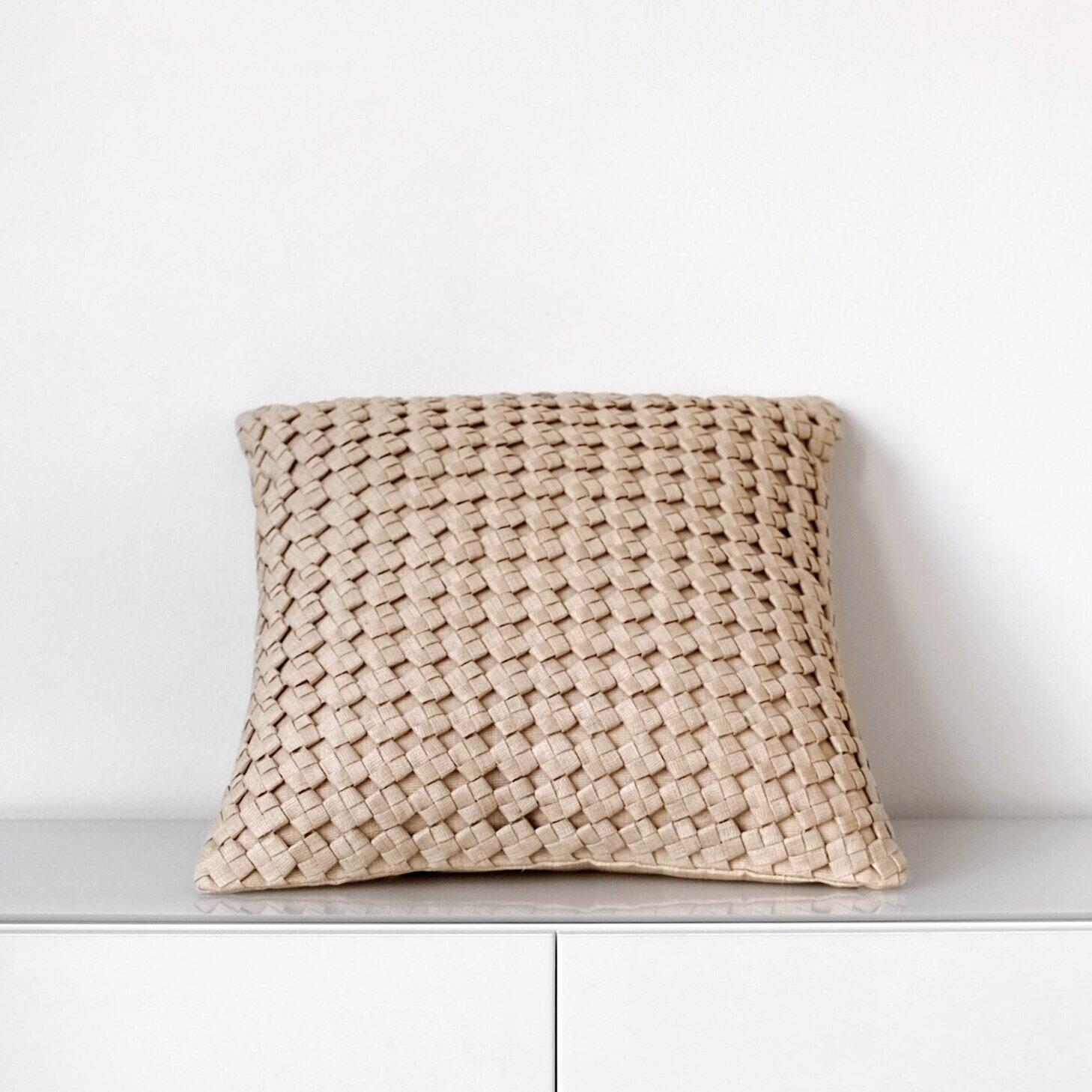 International Style Handcrafted T'nalak Square Knot Weave Cushion Cover For Sale