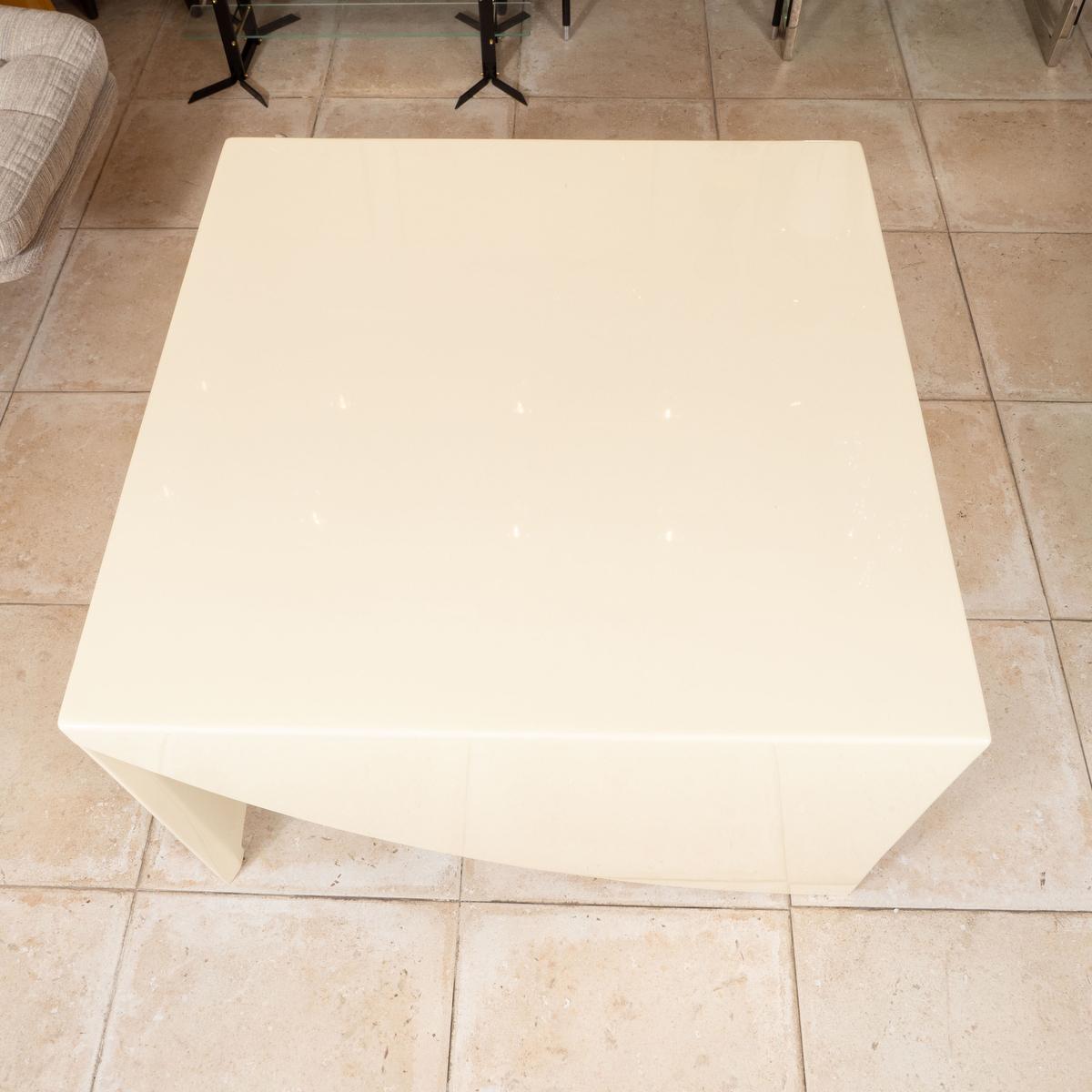 American Square lacquered goatskin side table For Sale