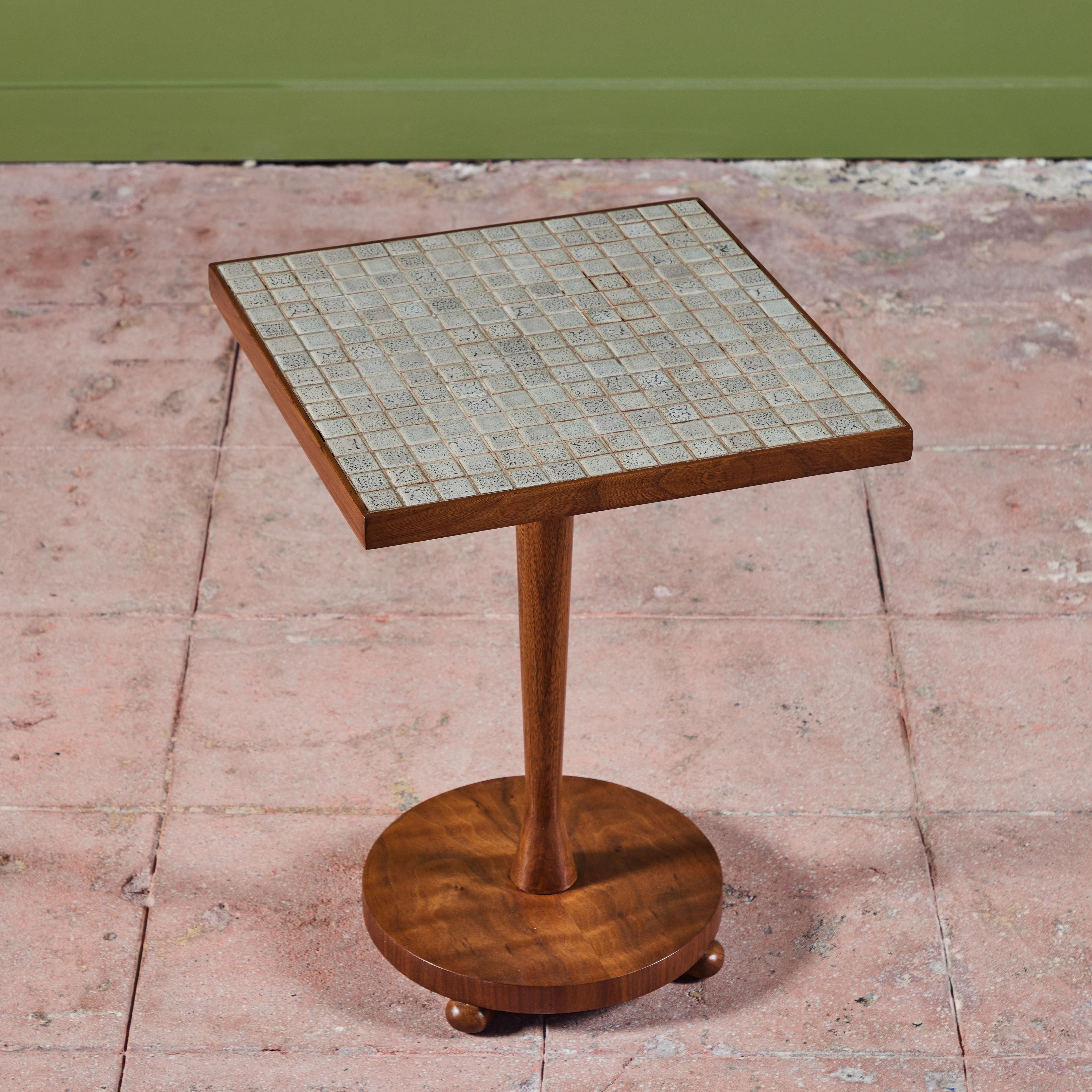 Square Lane Mosaic Tile Side Table In Excellent Condition In Los Angeles, CA