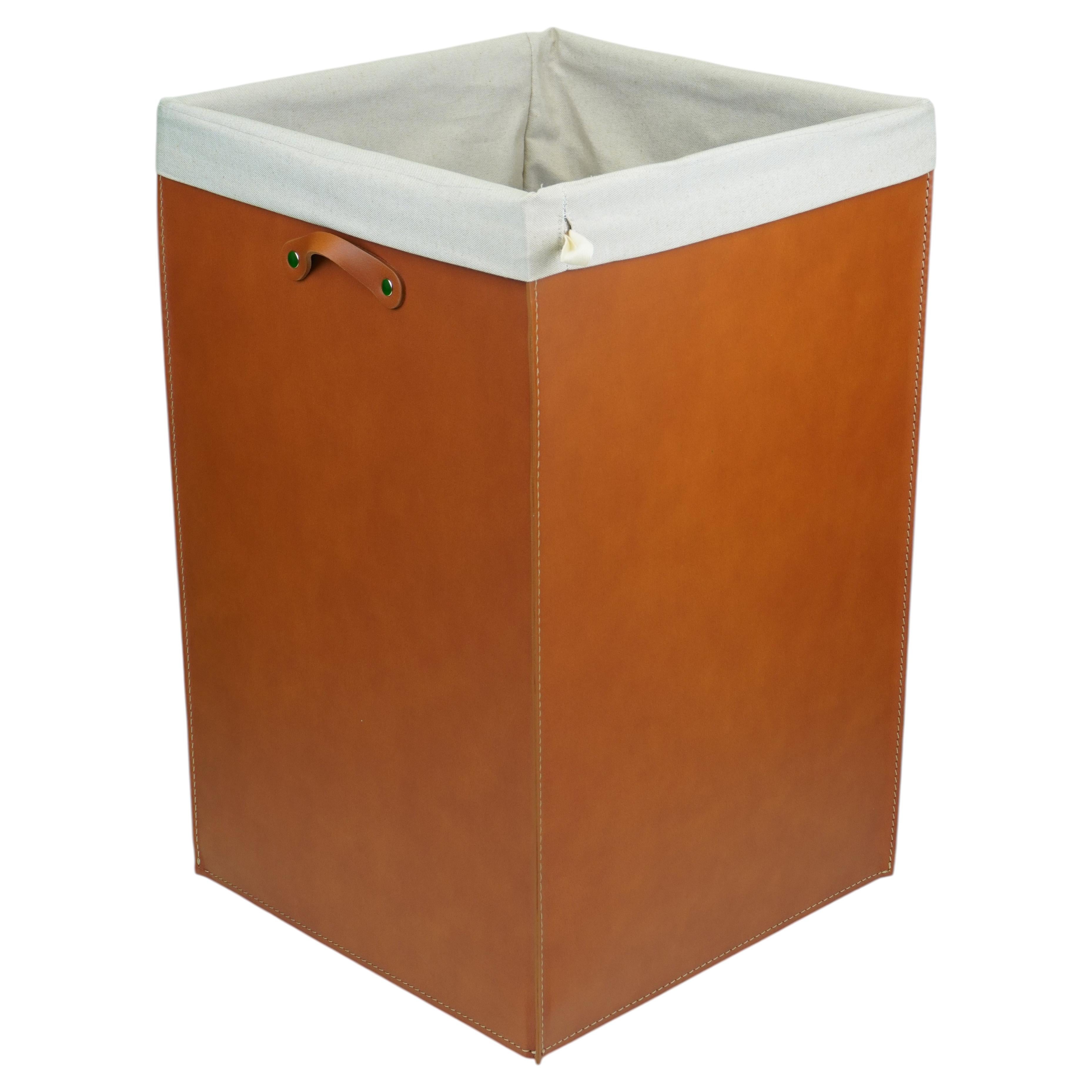 Square Laundry Basket by Limac Design in Regenerated Leather DAVID Deluxe