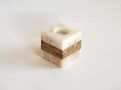 Bougeoir carré en onyx stratifié