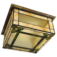 Square Leaded Glass Flush Mount