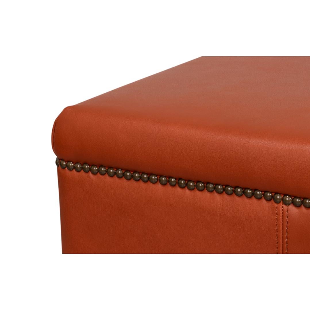 Pouf en cuir carré en vente 3