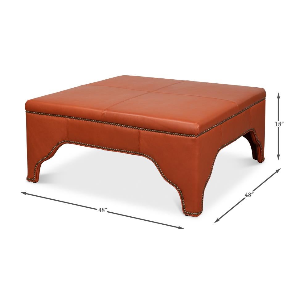 Pouf en cuir carré en vente 4