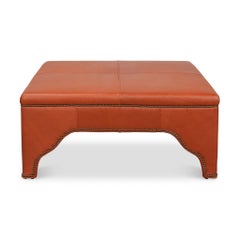 Square Leather Cocktail Ottoman