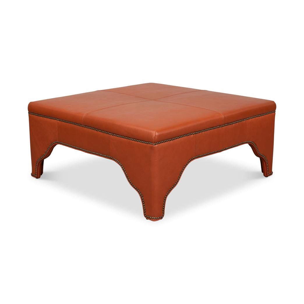 Moderne Pouf en cuir carré en vente