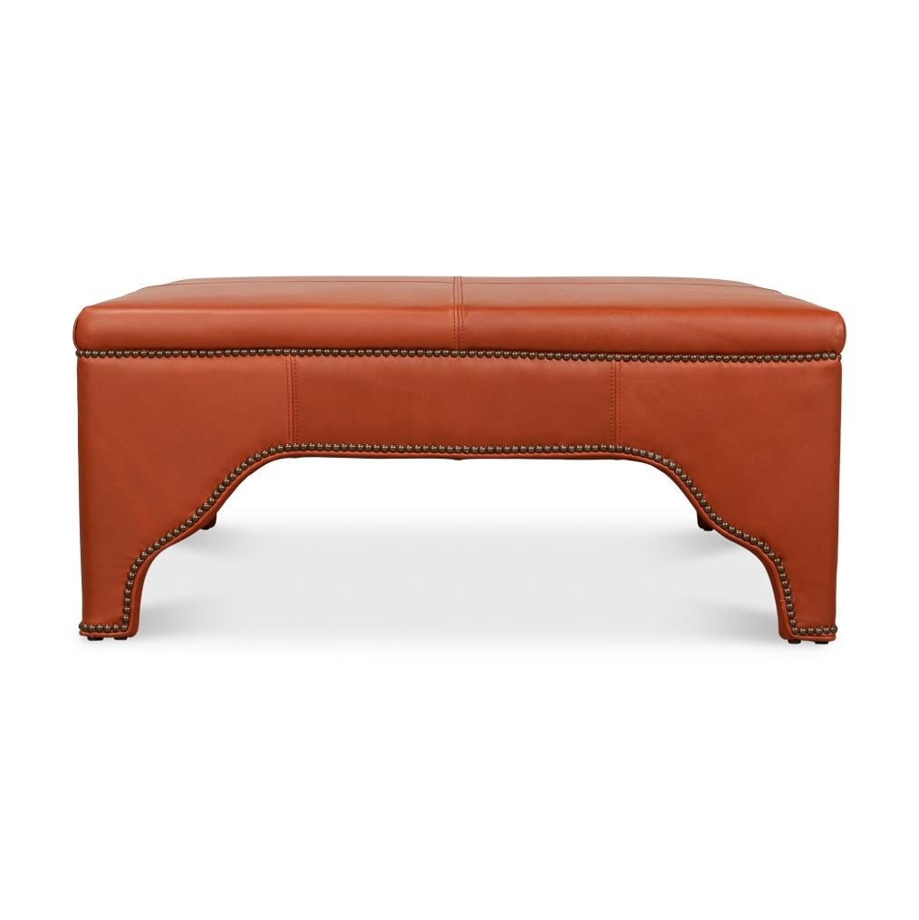 Cuir Pouf en cuir carré en vente