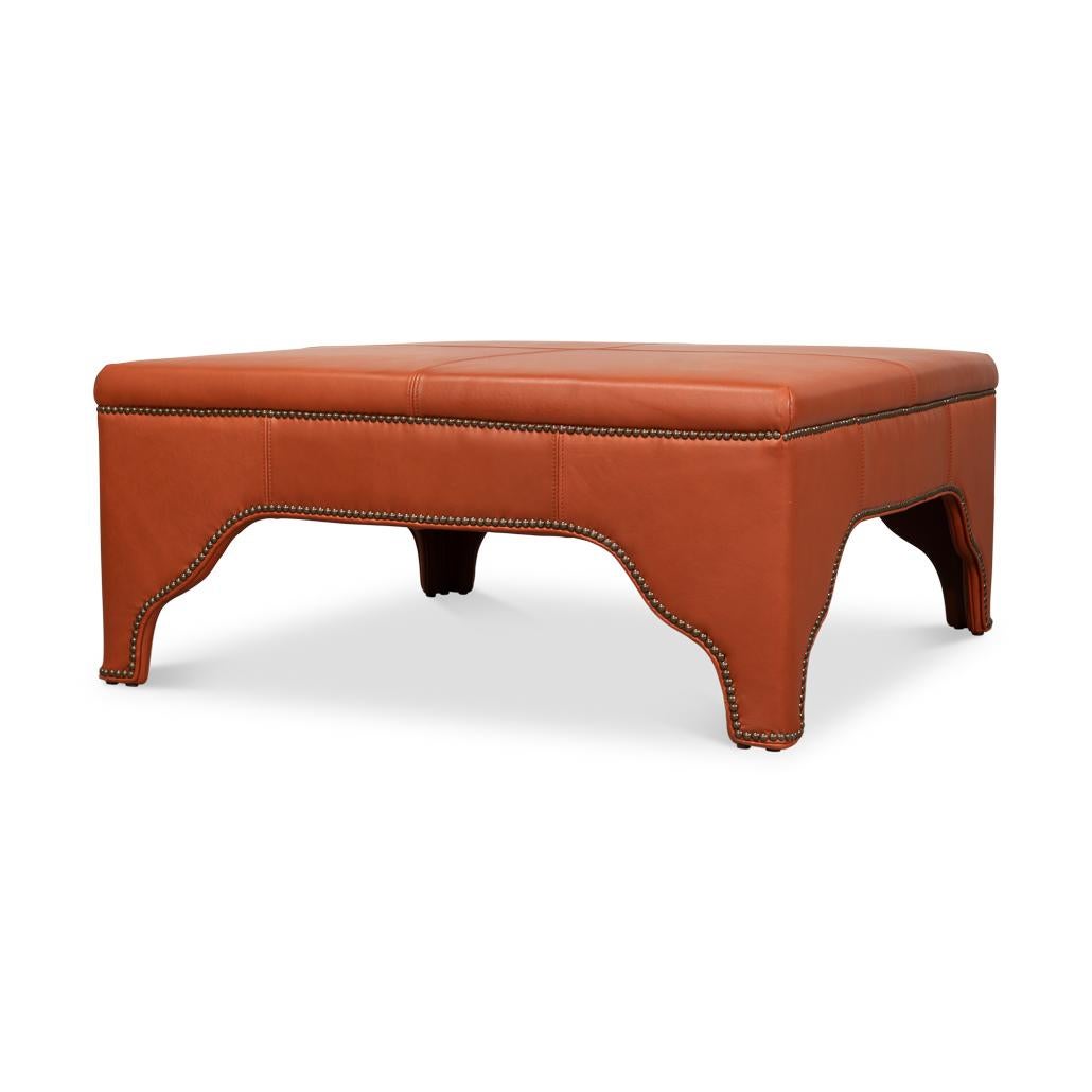 Pouf en cuir carré en vente 1