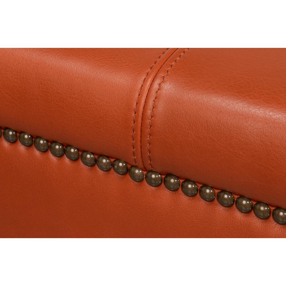 Pouf en cuir carré en vente 2