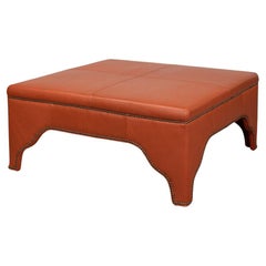 Square Leather Cocktail Ottoman