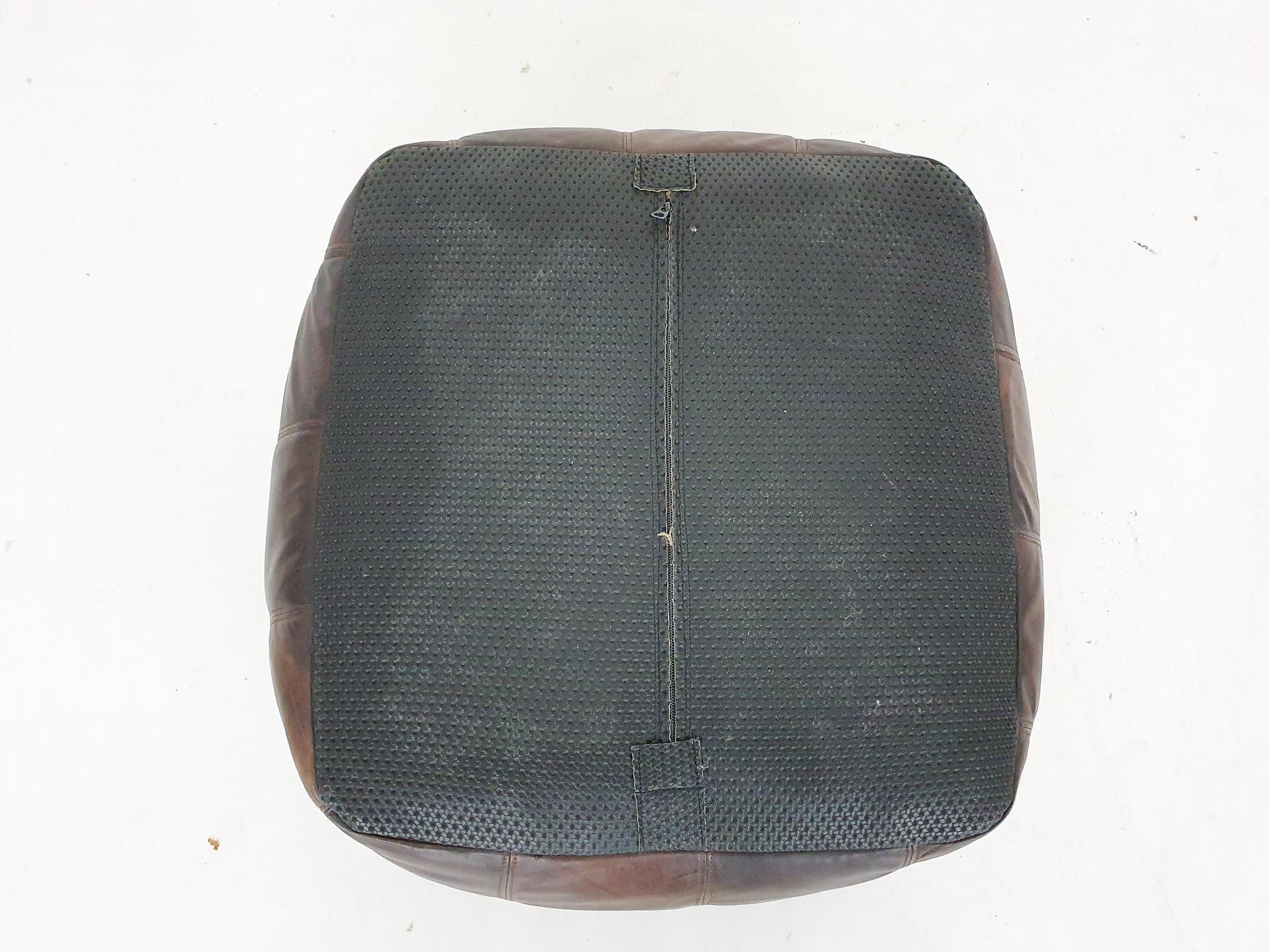 Pouf o ottomana quadrata in pelle patchwork, anni '60 In condizioni buone a Amsterdam, NL