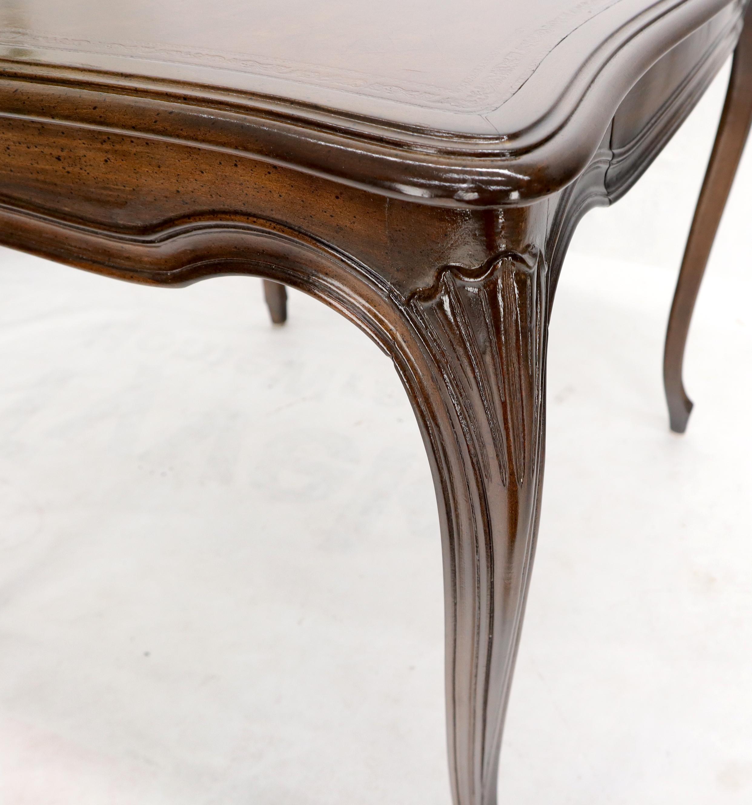 American Square Leather Top French Provincial Cabriole Leg One Drawer Game Dinette Table