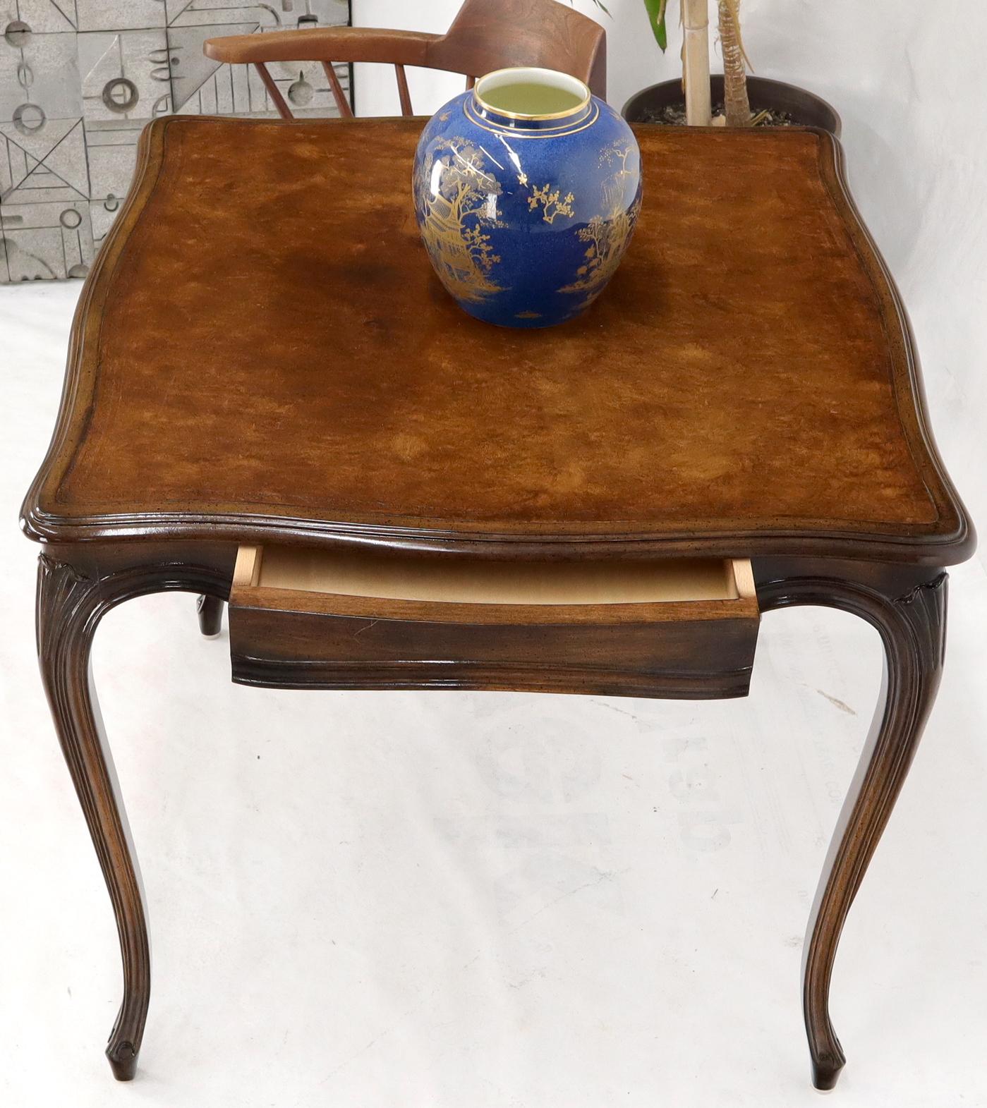 Square Leather Top French Provincial Cabriole Leg One Drawer Game Dinette Table 2