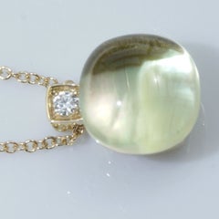 Square Lemon Quartz Brilliant Fashion Pendant w. Chain perfekt floating Effect