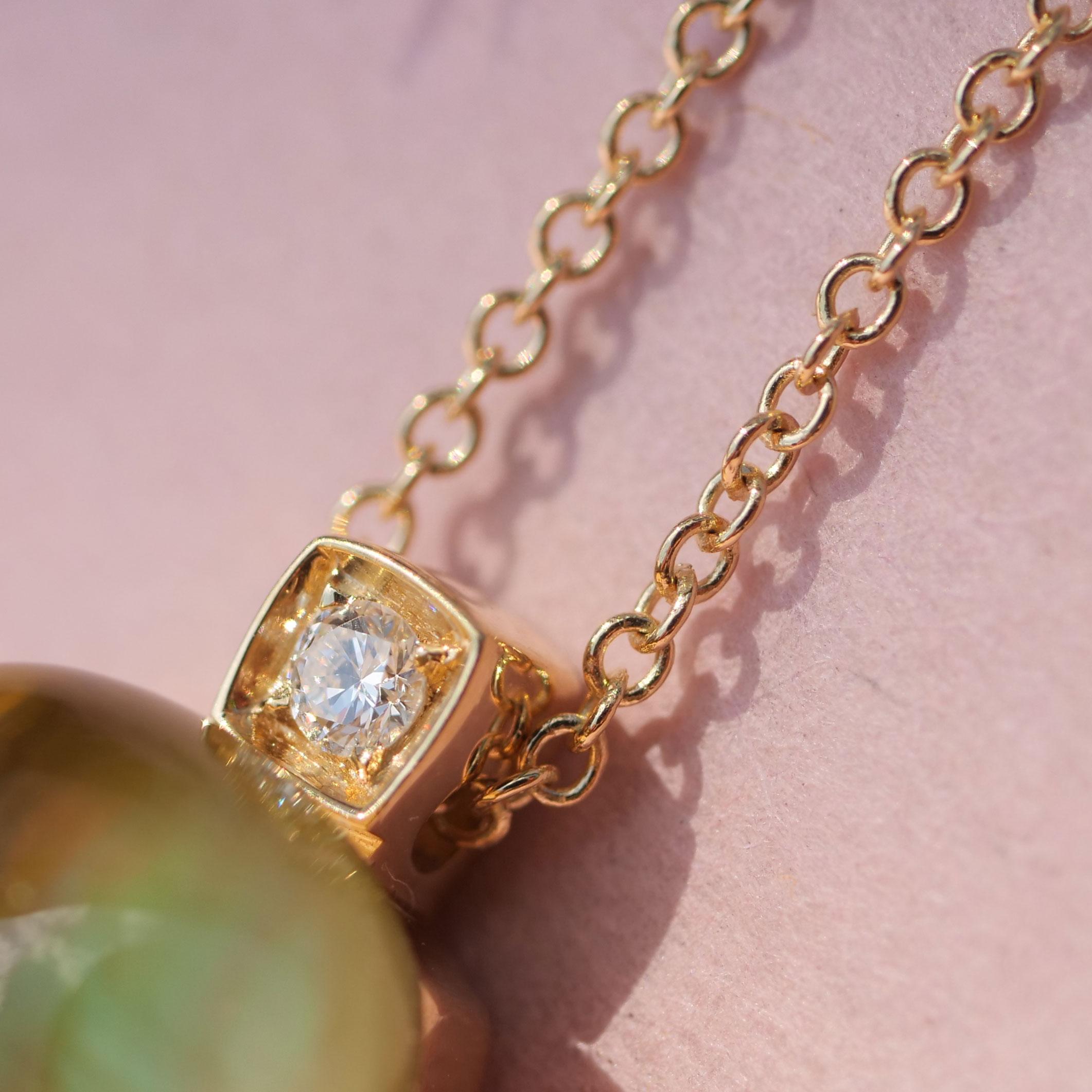 Square Lemon Quartz Brilliant Fashion Pendant w. Chain perfekt floating Effect In New Condition For Sale In Viena, Viena