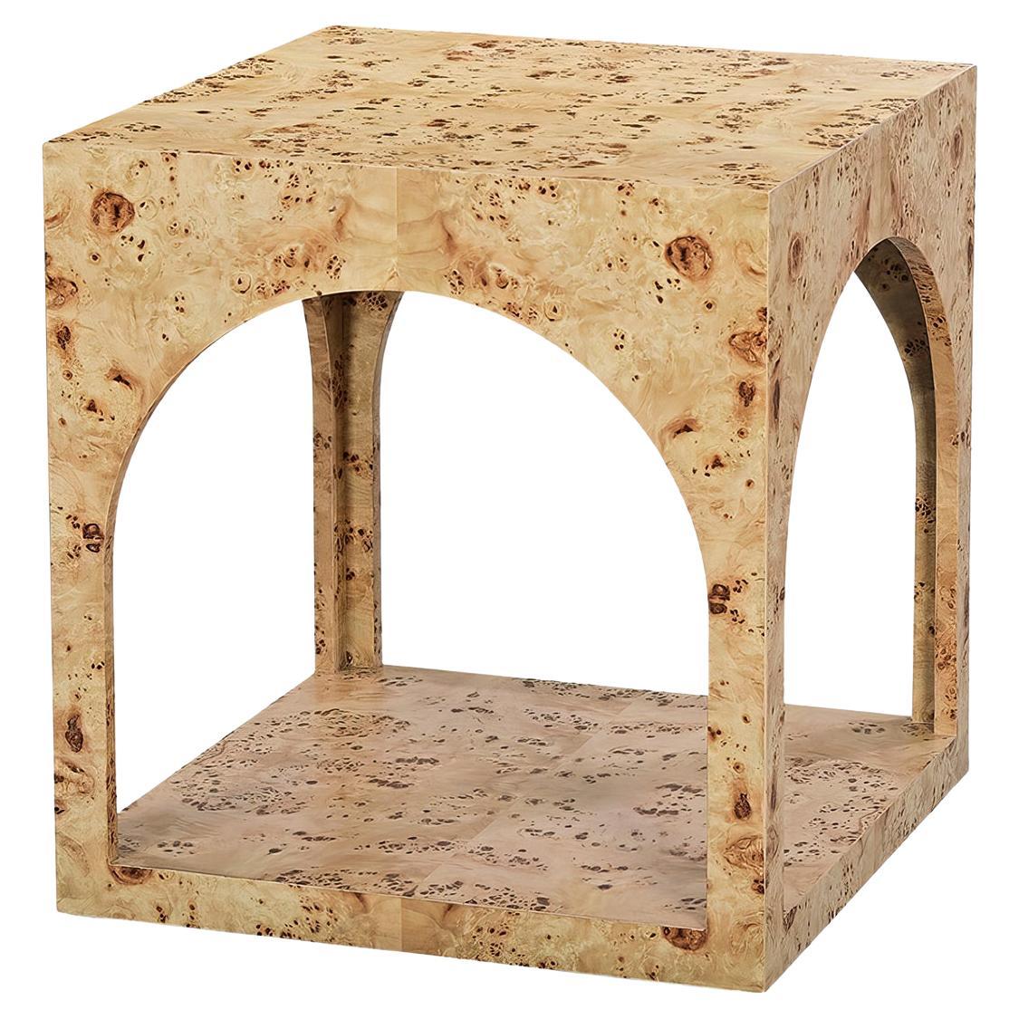 Quadratischer Beistelltisch Light Burl Wood