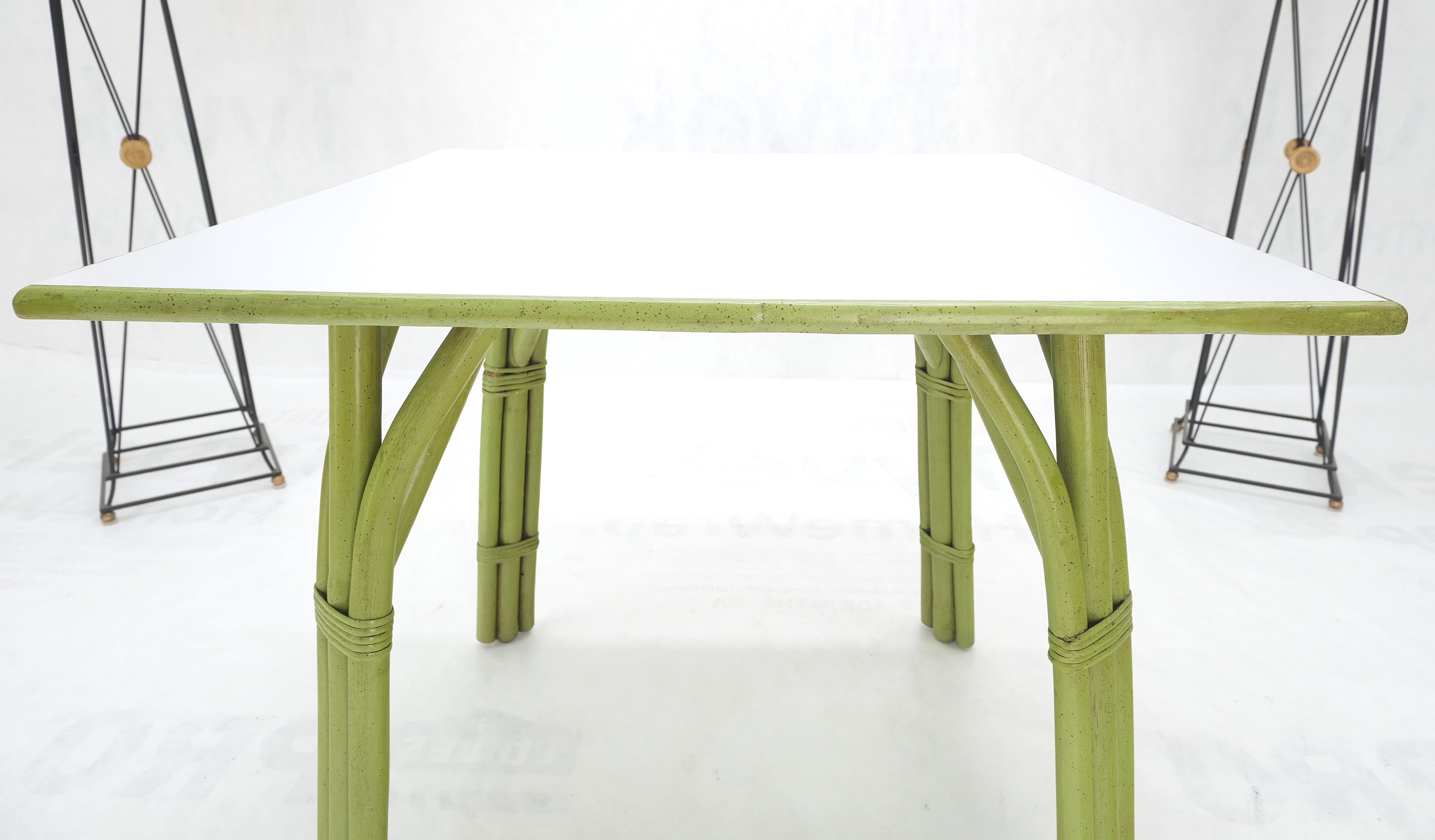 Square Light Green Faux Bamboo Rattan Game Table Mid Century Modern MINT! For Sale 3