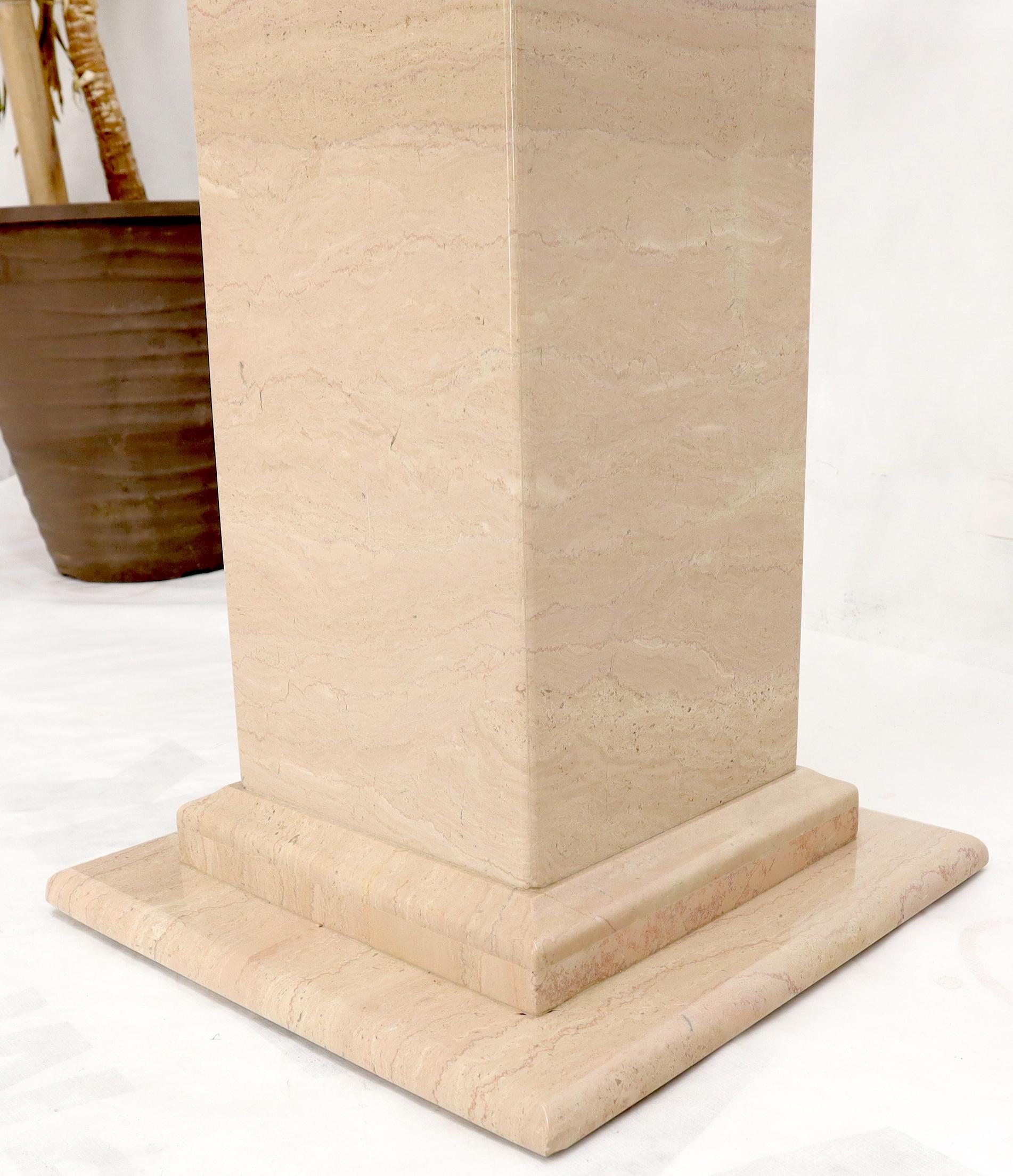 Mid-Century Modern Square Light Pink Marble Pedestal For Sale