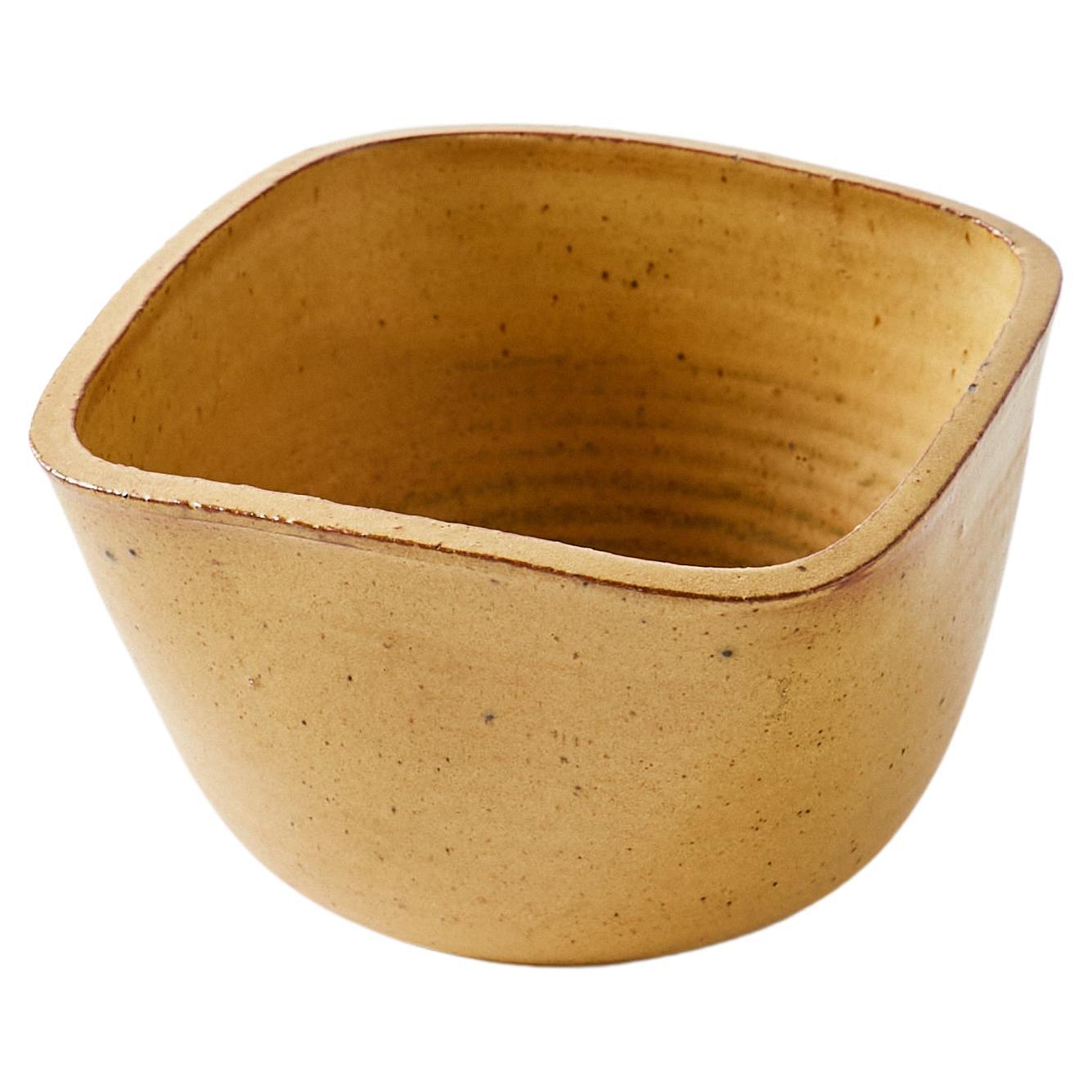 Square Lip Ceramic Bowl in Burnt Yellow For Sale