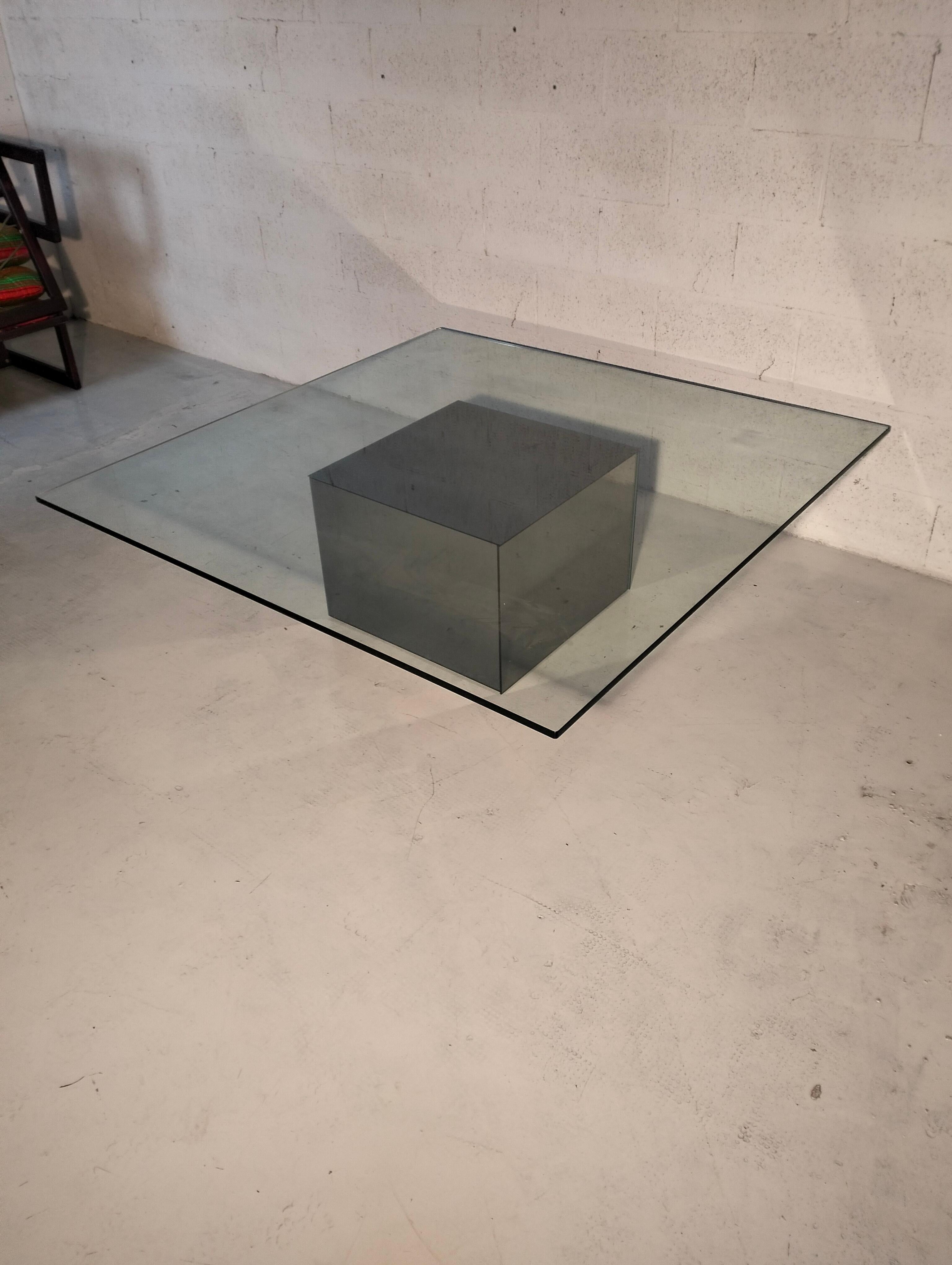 Table basse carrée modèle Block par Nanda Vigo pour Acerbis - Italie 70's en vente 3