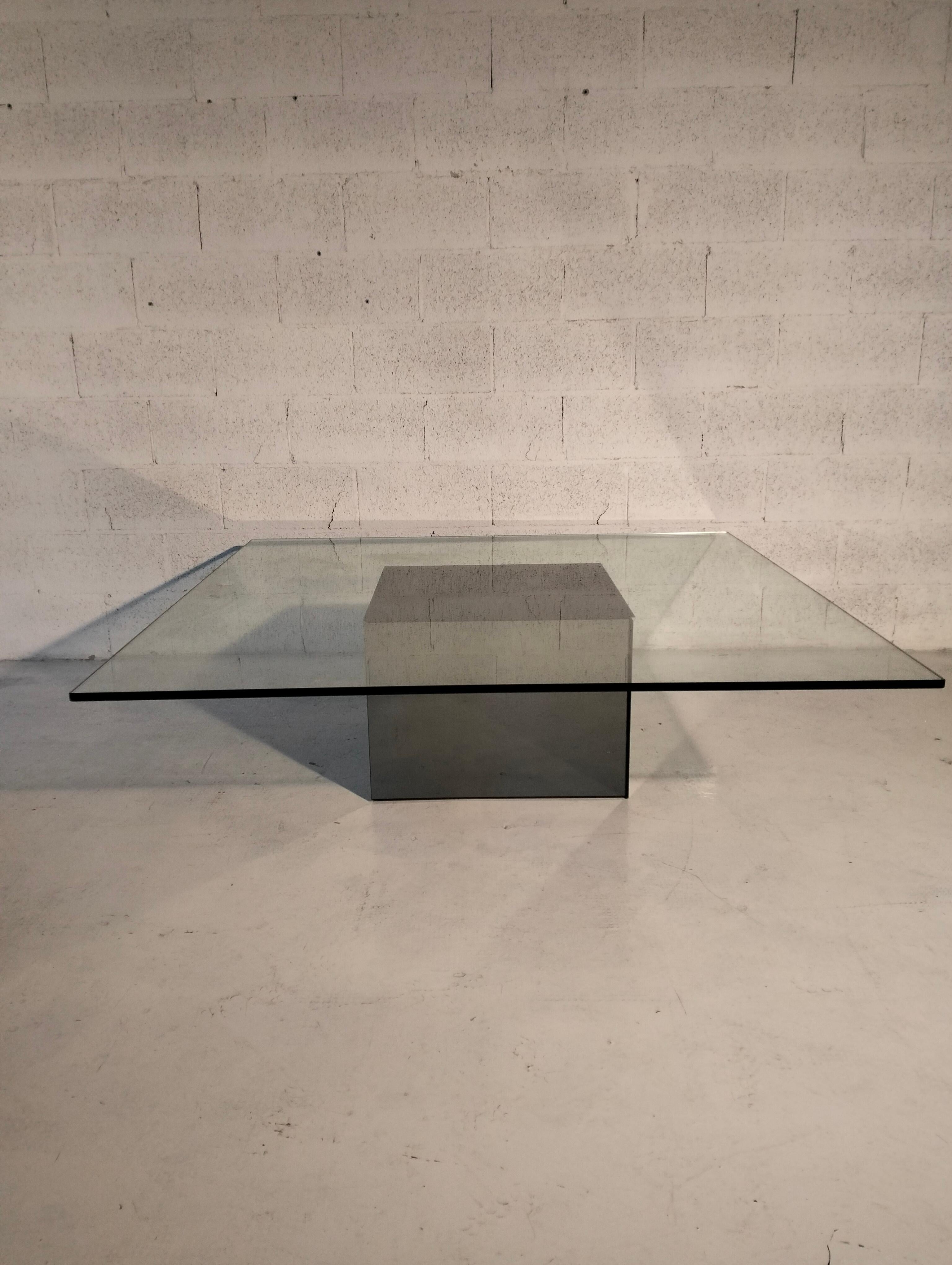 Mid-Century Modern Table basse carrée modèle Block par Nanda Vigo pour Acerbis - Italie 70's en vente