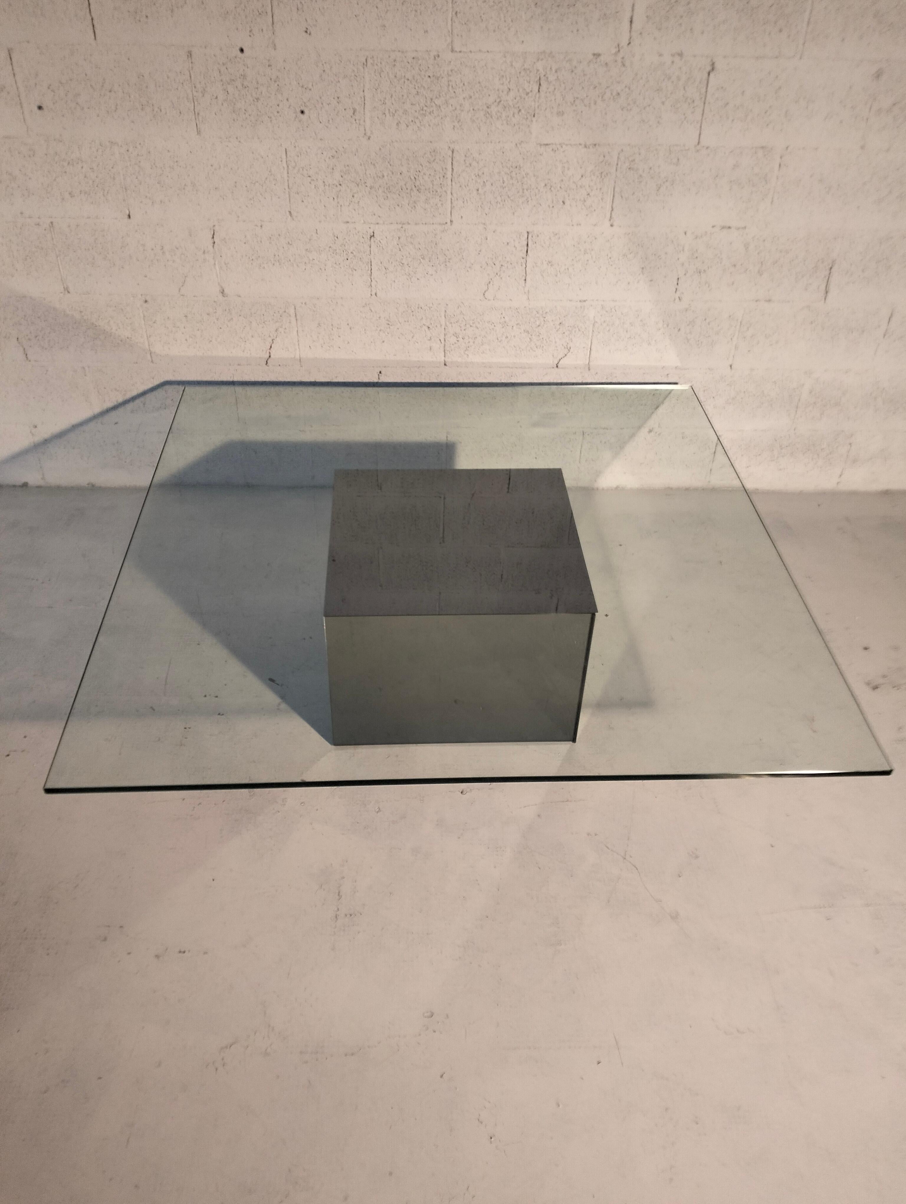Italian Square low  table Block model by Nanda Vigo for Acerbis - Italy 70’s For Sale