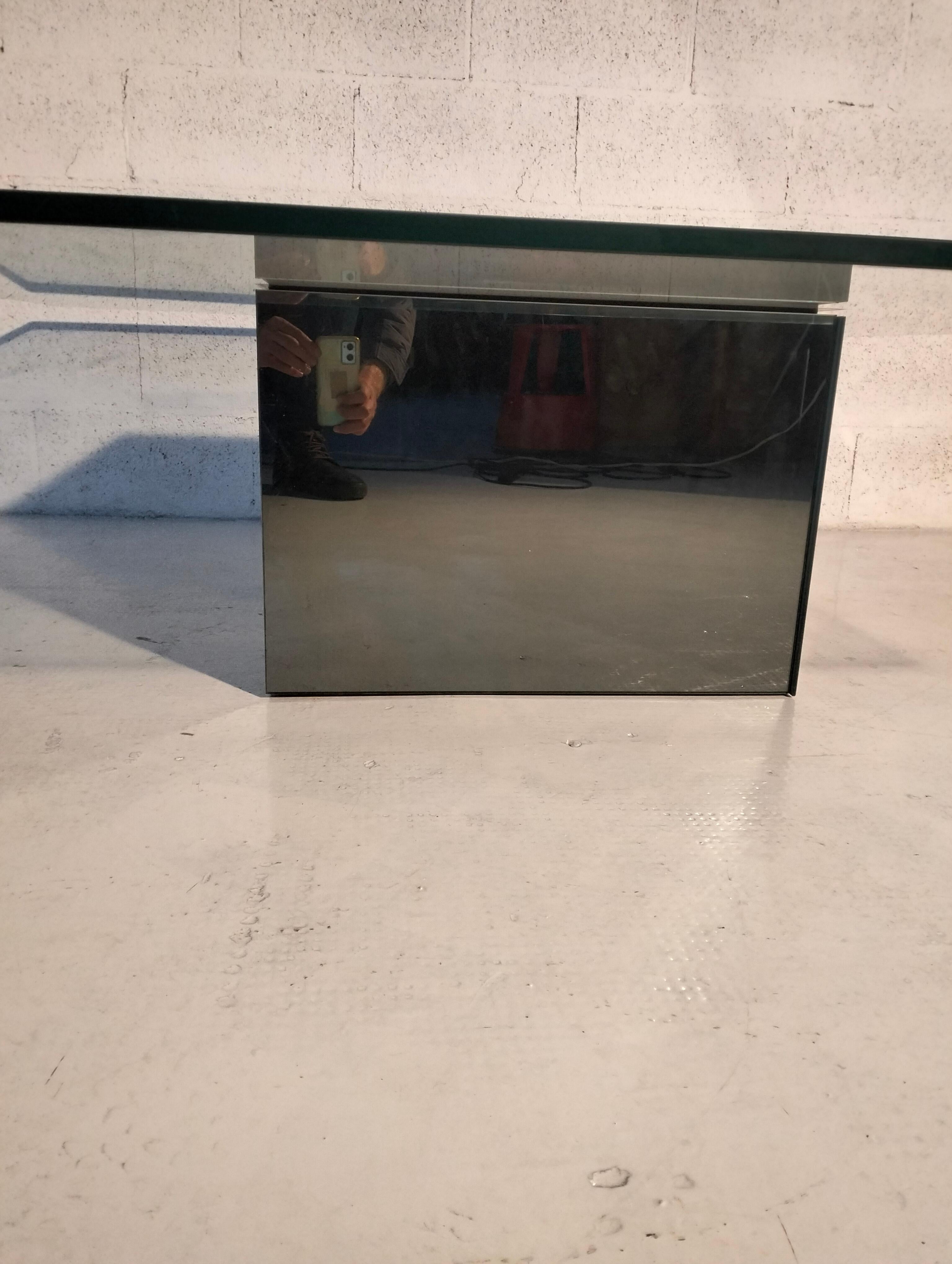 Table basse carrée modèle Block par Nanda Vigo pour Acerbis - Italie 70's Bon état - En vente à Padova, IT