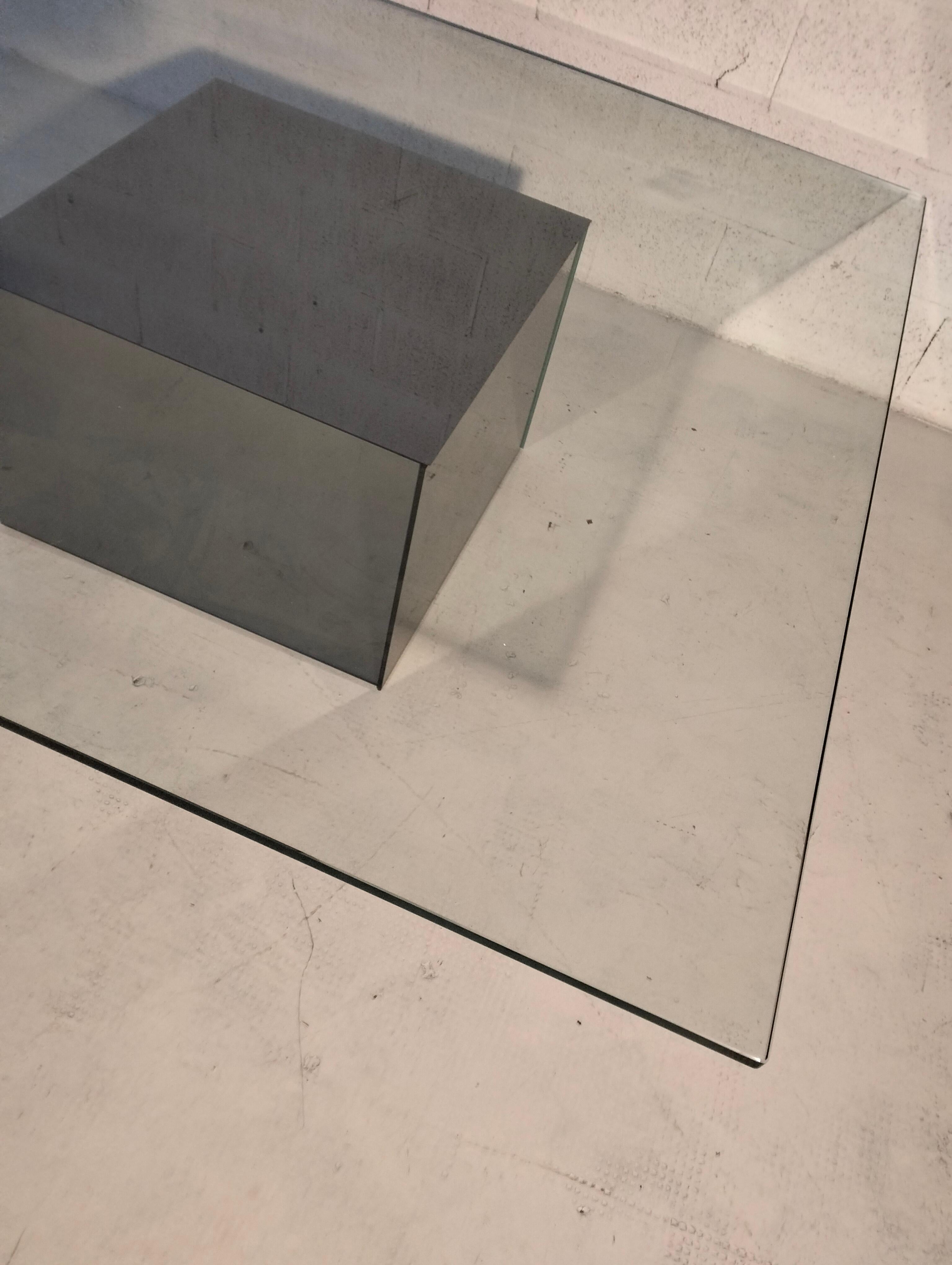 Verre Table basse carrée modèle Block par Nanda Vigo pour Acerbis - Italie 70's en vente