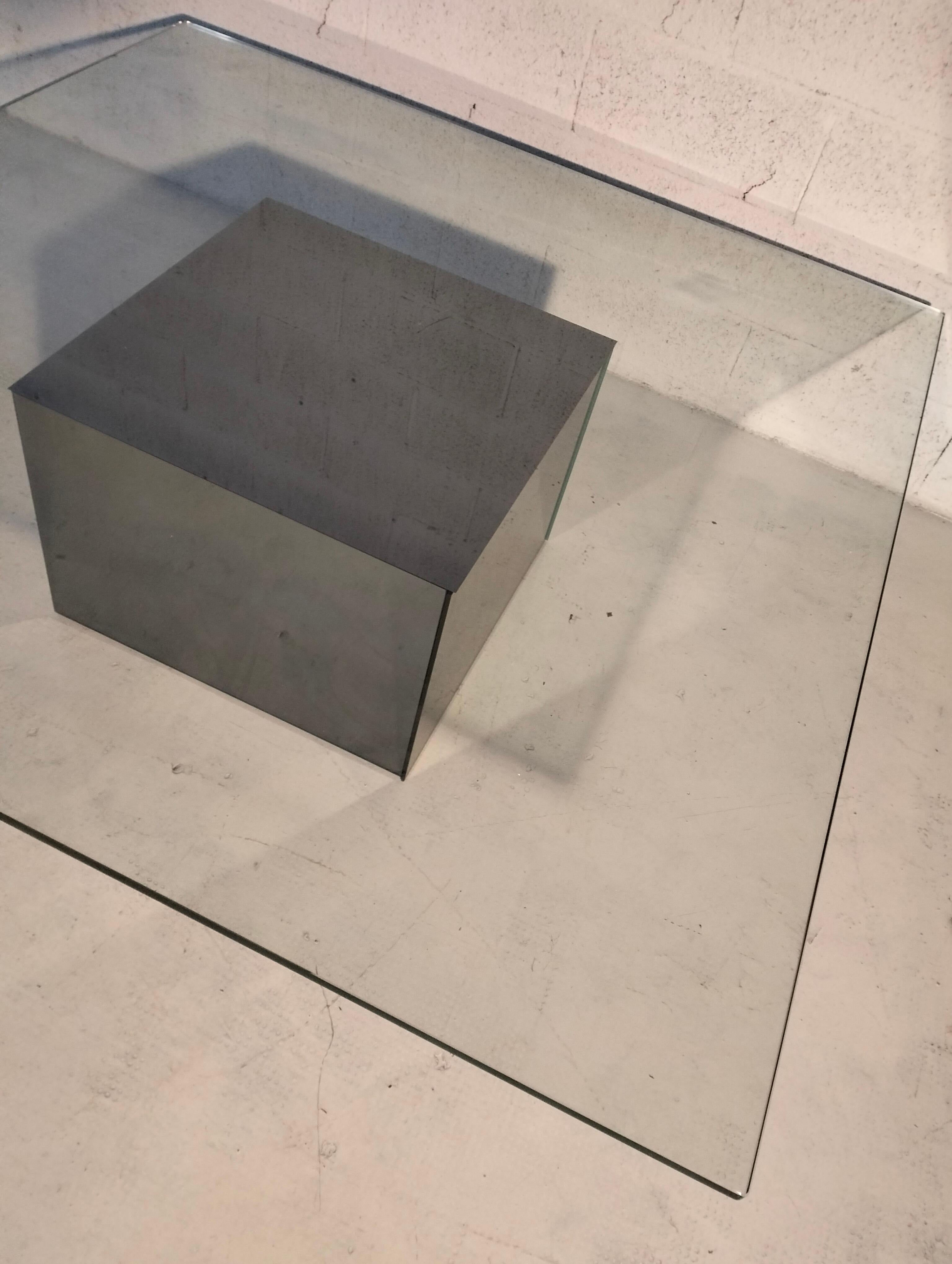 Table basse carrée modèle Block par Nanda Vigo pour Acerbis - Italie 70's en vente 1